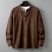 levne základní trička-SoftFade™ Pánské tričko Henley košile 100% bavlna acid wash tričko tričko top dlouhý rukáv jednobarevné solid vintage streetwear casual barvené faded washed stojáček Henley casual domů street jaro