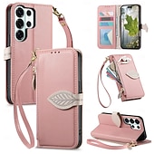 billige 2026 Samsung Galaxy S26-serien-telefon Etui Til Samsung Galaxy S26 S26 Pluss S26 Ultra Lommebok-kortveske Flip deksel Glidelås med håndleddsstropp Støtte Kontor / Bedrift TPU PU lær