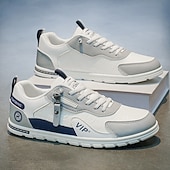 economico Scarpe Casual con Lacci-sneakers da uomo in similpelle beige: eleganti e traspiranti per uscite casual, viaggi e comfort quotidiano