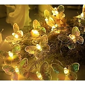 preiswerte Solar Lichterketten-LED-Lichterkette mit Schmetterlingsmotiven, batteriebetrieben, lila Schmetterlingslichter für Zuhause, Schlafzimmer, drinnen und draußen, Garten, Hochzeit, Party, Urlaub, Sommerdekoration