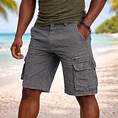 economico Classico-Per uomo Carico tattico Pantaloncini cargo Shorts Pantaloncini casual Tasca Elastico in vita Puro Semplice Tinta unita Lunghezza al ginocchio Casuale All'aperto Abbigliamento casual alla moda Moda