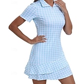 billiga Kvinnors klänning-Dam Grafisk Leopard Geometrisk Tennisklänning med shorts Sportklänning Golfpikéklänning Kortärmad Fjärdedels blixtlås Asymmetrisk Elastisk Svettavvisande Andningsfunktion Tennis Golf Badminton