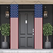 olcso Az Egyesült Államok 250. évfordulója-1 pár hazafias amerikai zászlós tornácra való transzparens, július 4-i kültéri függődekoráció, tartós poliészter függőleges zászlók emléknapra, veteránok napjára, munka ünnepére &amp;választási ünnepség