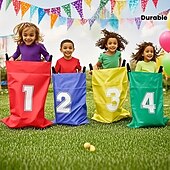 cheap Outdoor Recreation-4PCS Canvas Potato Sack Race Set, Durable Kangaroo Jumping Bags for Kids &amp; Adults, Outdoor Lawn Games for Family Fun, Hand-Washable Sack Race Bags for Halloween, Christmas &amp; New Year