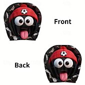 voordelige 250e Verjaardag-2 stuks grappige hoofdsteunhoezen met voetbalhoofd-uitdrukking voor in de auto, gemaakt van non-woven polyester, universele pasvorm, wasbaar, eenvoudig te installeren, perfect voor roadtrips of