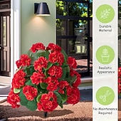  20 Inch Artificial Flower Stake Outdoor Decor Geraniums Multi-Color Garden Stakes for Yard & Lawn, No Fade Heavy Duty Plastic, All Season Decoration