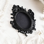 cheap Picture Frames-Vintage Black Resin Decorative Frame, Handmade Hand-Painted Ornate Wall Hanging Frame for DIY Wall Decor, Photo Display Frame, Home Wall Decoration Prop for Parties, Festivals