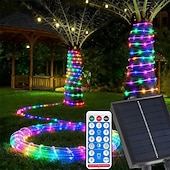olcso Napelemes-100 m-es kültéri napelemes fényfüzér, 1000 LED, IP65 vízálló, 31 V-os napelem &amp;USB-ről tölthető, 8 funkciós távirányítóval, dekoratív LED-es lámpák kertbe, teraszra, medencébe, esküvőre, partira
