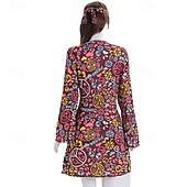 cheap Outfits-Set Retro Vintage 1970s Dress Headpiece Accessories Long Sleeves Hippie Disco Floral Paisley Fancy Dress Women's Halloween Carnival Music Festival Retro Theme Party Adults' Dress Headpiece More