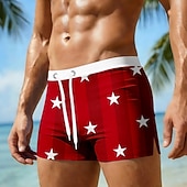  Муж. 4 июля — 250-летие США Флаг США Обтягивающие длинные шорты Купальные шорты Пляжные шорты Нормальная Патриот на открытом воздухе Праздники Кулиска с сетчатой подкладкой Эластичная талия Дизайнер