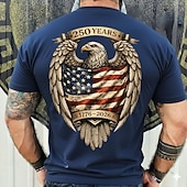 cheap Patriotic 250 T-shirts-4th of July 2026 250th Memorial Day Men's Patriotic Patriot 3D Print US Flag Crew Neck Short Sleeve T-Shirt Daily Street