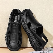 voordelige Casual sandalen-Casual loafers voor heren van imitatieleer – ademende instapschoenen voor de zomer met een open design, een lichtgewicht flexibele zool, ideaal voor dagelijks gebruik, reizen en buitenactiviteiten.