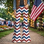 economico Fondi-250° anniversario USA Retrò Vintage Anni '70 Pantaloni Pantaloni a zampa d'elefante Hippie Disco Vita alta Costume Per donna Mascherata 4 Luglio Feste Giorno dell'Indipendenza Adulti Pantaloni