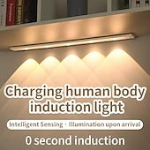 رخيصةأون ضوء مجلس الوزراء-مصابيح ذكية تعمل بمستشعر حركة على شكل عين قطة للخزائن، 30/40/50 سم، إضاءة LED ثلاثية الألوان قابلة للتعتيم، قابلة لإعادة الشحن عبر منفذ USB، مزودة بمشبك مغناطيسي، لا تحتاج إلى أسلاك، مصباح ليلي متعدد