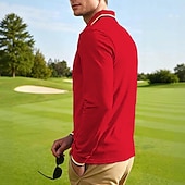 cheap Men's Classic Polo-Men's Golf Shirt Golf Polos Shirts Casual Street Lapel Long Sleeve Basic Modern Plain Buttons Spring Fall Regular Fit Black White Red Navy Blue Dark Grey Light Blue Golf Shirt
