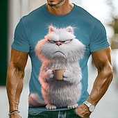  Per uomo Animale Gatto Divertente Maglietta Manica Corta maglietta Stampa 3D Girocollo Camicia Esagerato Designer Feste Ferie Blu Blu lago Rosso Estate Primavera Abbigliamento S M L XL XXL XXXL