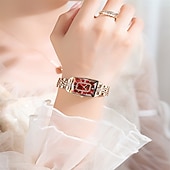billige Kvartsklokker-Morsdagsgave dameklokke, firkantet urskive i roségull med glitrende krystaller, vanntett kvarts armbåndsur i rustfritt stål, elegant klokkesmykke til kona, urskiver i flere farger