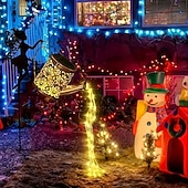 abordables Luces de camino y linternas-1 regadera hueca de metal con forma de ángel solar para exteriores, lámpara de proyección impermeable IP44, decoración de villa, patio, camino de jardín, luz de paisaje de 63 cm para patio, patio