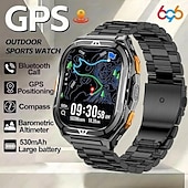halpa Arvovalinnat-GPS-älykello miehille kestävä ulkoilux-kello Bluetooth-puhelun kanssa sisäänrakennettu GPS-paikannus kompassi korkeusmittari barometri 530mAh suuri akku 3ATM vedenkestävä taktinen älykello