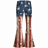  250° anniversario USA Retrò Vintage Anni '70 Pantaloni Pantaloni a zampa d'elefante Hippie Disco Vita alta Costume Per donna Mascherata 4 Luglio Feste Giorno dell'Indipendenza Adulti Pantaloni