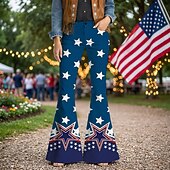  250° anniversario USA Retrò Vintage Anni '70 Pantaloni Pantaloni a zampa d'elefante Hippie Disco Vita alta Costume Per donna Mascherata 4 Luglio Feste Giorno dell'Indipendenza Adulti Pantaloni