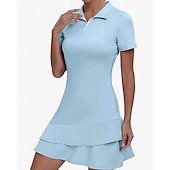 billiga Kvinnors klänning-Dam Grafisk Leopard Geometrisk Tennisklänning med shorts Sportklänning Golfpikéklänning Kortärmad Fjärdedels blixtlås Asymmetrisk Elastisk Svettavvisande Andningsfunktion Tennis Golf Badminton