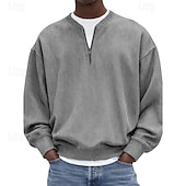 voordelige Basis Sweatshirts-Voor heren Sweatshirt Sweatshirt met kwartrits blauw Zwart Wit Lichtgroen Marineblauw Halve rits Effen Kwart ritssluiting Dagelijks Sport &amp; Outdoor Feestdagen Polyester Streetwear Basic Casual Lente