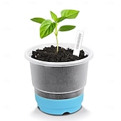 お買い得  植物ケアアクセサリー-蓋付きスタータートレイと植物ラベル付きの4インチ苗カップ10個、透明な苗ポット、補強されたベース付きの再利用可能なプラスチック植木鉢、移植が簡単 &amp;種まき