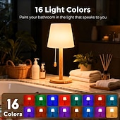 cheap Table Lamps-Remote Control USB Rechargeable Table Lamp with 16 Colors Nordic Style for Bedroom Bedside Lamp Atmosphere Night Light Holiday Coffee Shop Home Bar Counter Decoration