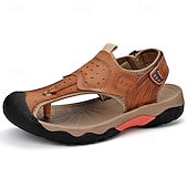 baratos sandálias de exterior-Sandálias masculinas marrons estilo pescador, com bico fechado, ideais para caminhadas ao ar livre, respiráveis e confortáveis, perfeitas para viagens, trilhas, férias de verão, momentos de lazer ao ar livre e uso casual no dia a dia.