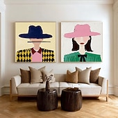 voordelige Olieverfschilderijen-Original painting handmade Man and Woman Figurative Wall Art Neutral Minimalist Textured Canvas Abstract Couple Portrait Paintings for Stylish Interiors