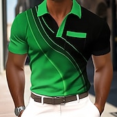  Per uomo Sfumatura Geometrico Polo Manica Corta Magliette polo Bavero Business Casual All'aperto Ferie Abbigliamento quotidiano Tasca Stampa 3D Estate Primavera Blu Rosso Viola