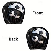 voordelige 250e Verjaardag-2 stuks grappige hoofdsteunhoezen met voetbalhoofd-uitdrukking voor in de auto, gemaakt van non-woven polyester, universele pasvorm, wasbaar, eenvoudig te installeren, perfect voor roadtrips of