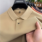 cheap Men's Classic Polo-Men's Polo Polo Shirts Casual Vacation Lapel Short Sleeve Fashion Modern Plain Buttons Plain Summer Spring Regular Fit Lake blue Black White Yellow Pink Red Polo