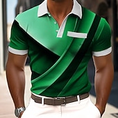 cheap Men's Geometric Polo-Men's Abstract Geometic Polo Shirts Short Sleeve Polo Shirts Lapel Business Casual Outdoor Holiday Daily Wear Pocket 3D Print Spring &amp; Summer Blue Red Purple