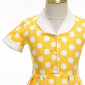 preiswerte Kleider-1950er Rockabilly Vintage-Kleid Kleid Swing-Kleid Kurze Ärmel Tupfen A-Linie Kostüm Mädchen Karneval Maskerade Alltagskleidung Junggesellinnenabschiedsparty Kinder Kleid Frühling &amp; Sommer