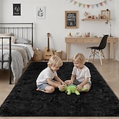 abordables Alfombras-Alfombras para sala de estar y dormitorio: alfombra de pelo largo ultrasuave y mullida, antideslizante, que no suelta pelusa, alfombra grande y mullida para interiores, ideal para habitaciones