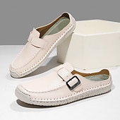 economico Sandali casual-mocassini da uomo con fibbia in similpelle: scarpe slip-on morbide e leggere con suola flessibile, perfette per i viaggi, l'abbigliamento casual quotidiano e il tempo libero estivo