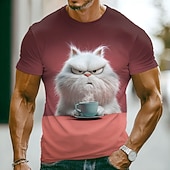  Per uomo Animale Gatto Divertente Maglietta Manica Corta maglietta Stampa 3D Girocollo Camicia Esagerato Designer Feste Ferie Blu Blu lago Rosso Estate Primavera Abbigliamento S M L XL XXL XXXL