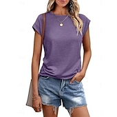 preiswerte Einfarbiges T-Shirt-Damen T Shirt T-Shirt Einfach Mode Stilvoll Klassisch Kurzarm Rundhalsausschnitt Normale Oberteile Täglich Ausgehen Wochenende Blau Schwarz Weiß Hellgrün Rosa Sommer Frühling