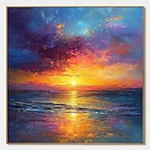 levne Krajinomalby-zářivá olejomalba přímořské krajiny za západu slunce