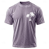 お買い得  Camisetas tropicais de férias-男性用 ココヤシ Tシャツ ミネラルウォッシングTシャツ 半袖 Tシャツ アシッドウォッシュ クルーネック シャツ 旅行度假风 ヴィンテージレトロ カジュアル ビーチ トラベル ブルー パープル グレー 夏 春 衣類 M L XL 2XL 3XL