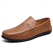 economico Scarpe Casual Slip-On-mocassini da uomo bianchi traforati, slip-on traspiranti, scarpe casual da guida per l'uso quotidiano, ufficio, viaggi, outfit del fine settimana, stile smart casual estivo e camminate comode