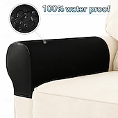 levne Potah na křeslo-Voděodolné potahy na pohovky, 2 potahy na loketní opěrky + 4 nášivky, elastický chránič loketních opěrek z umělé kůže, protiskluzové potahy na loketní opěrky pro ochranu nábytku