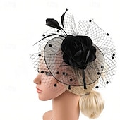 cheap Fascinators-Fascinators Feather Net Wedding Birthday Vintage Cute With Feather Flower Headpiece Headwear