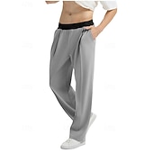 abordables pantalons décontractés-Homme Pantalons Pantalon décontracté Avec Poches Taille Élastique Bloc de Couleur Confort Longueur complète Quotidien Maison Extérieur Simple Style Classique Noir bleu marine Non Elastique