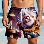preiswerte Retro Vintage &amp; Ethik-Herren Comic-Figuren Lustig Alter Mann Badehosen Badeshorts Boardshorts Mittlere Taille Retro Vintage Outdoor Urlaub Alltagskleidung Seitentaschen Netzfutter Elastischer Kordelzug in der Taille
