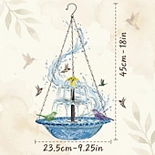 abordables observación de aves y vida silvestre en el patio trasero-Fuente colgante para baño de pájaros con cascada solar, fuente flotante para jardín al aire libre, comedero colgante para pájaros, cuenco para baño de pájaros con cascada de energía solar para