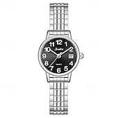 abordables Montres à quartz-Montre femme avec bracelet élastique en acier, montre à quartz facile à lire avec cadran rose et affichage de la date, bracelet extensible en acier inoxydable, cadeau idéal pour femme ou jeune fille,