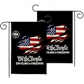 halpa 250. vuosipäivä-2 kpl 250-vuotisjuhlavuotta esittelevä Yhdysvaltain lippu, kaksipuolinen, ulkokäyttöön tarkoitettu isänmaallinen puutarhalippu Vapaudenpatsaalla, 4. heinäkuuta -koristeet Yhdysvaltain 250-vuotisjuhlaan, USA 250 -aiheiset tuotteet, muisto 1776-2026